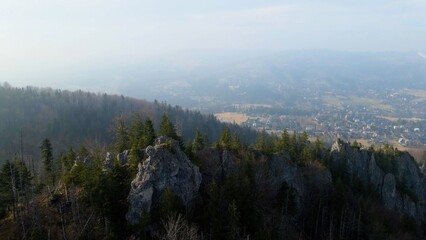 mountain top rocks view from above Zakopane Poland