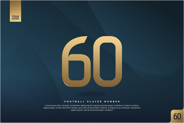Modern Gold Number 60 on Dark Blue Background for Football Jersey Design