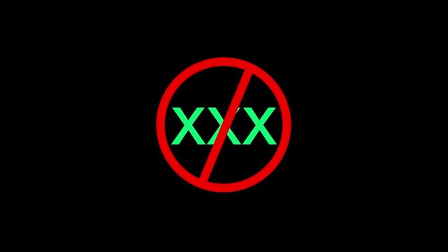 No Porn Sign. XXX adults only content sign. Button. Age limit icon. Prohibition sign isolated on white.