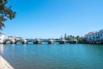 Ancient (Roman) bridge of Tavira over the Gilão river, PORTUGAL