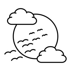 Moon in clouds icon