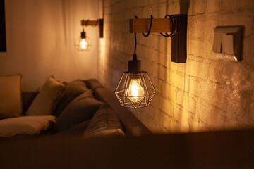 lamp in the dark room