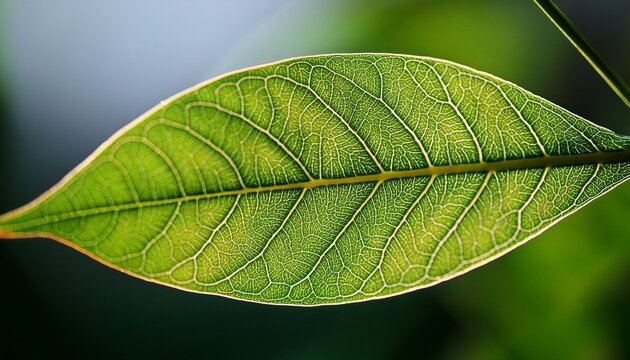 macro photography of a freen plant leaf with structure detail and depth of field