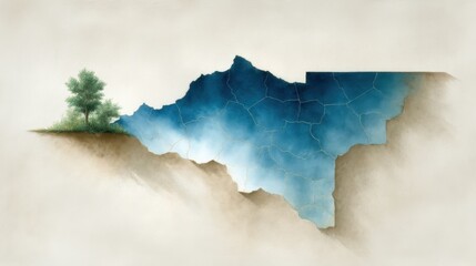 Obraz premium Lone Tree Beside a Starry Night Sky Revealed Through a Crack in the Earth