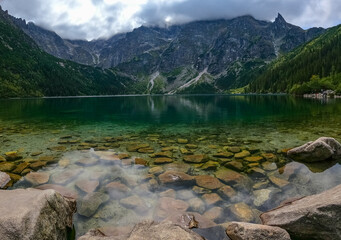mountain lake mountain peak Morskie Oko Zakopane Poland view landscape