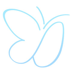 Butterfly Icons in Line & Fill – Soft Pastel | Blue Icon (Transparent PNG) | Open Wing Outline Butterfly