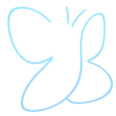 Butterfly Icons in Line & Fill – Soft Pastel | Blue Icon (Transparent PNG) | Soft Wing Outline Butterfly