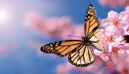 Fototapeta premium flower butterfly with pink sakura