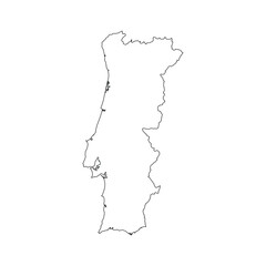 Black Outlines Vector Map Portugal