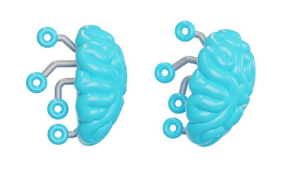 Brain with algorithm Artificial Intelligence 3D Icon