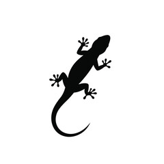 Black lizard silhouette isolated on white background. Lizard icon vector illustration design.