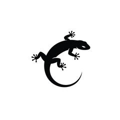 Black lizard silhouette isolated on white background. Lizard icon vector illustration design.