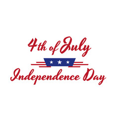 July 4th independence day hand lettering. Handwritten inscription fourth of july independence day for greeting card. Happy Independence Day calligraphy. White background. Vector illustration