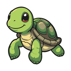 Cute Turtle Cartoon Illustration – Adorable Sea Animal Character