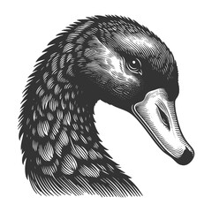 Fototapeta na wymiar black swan, as a metaphor for unexpected, high-impact events or anomalies sketch engraving generative ai raster illustration. Scratch board imitation. Black and white image.