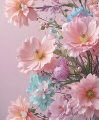 Abstract swirling pastel colors, vibrant spring blooms implied , orange, blossom, design