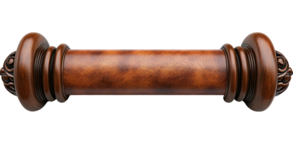 Ornate wooden rod, rich brown hue