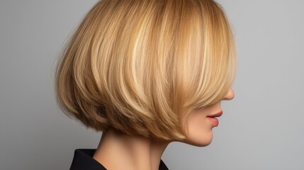 Naklejka premium Golden Blonde Layered Bob for woman.