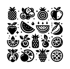 Fruit Logo Vector Collection in Black and White