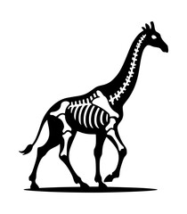 Giraffe Skeleton Icon Black and White Vector
