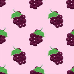 Purple grape seamless pattern Fruit background.