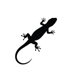 Black lizard silhouette isolated on white background. Lizard icon vector illustration design.