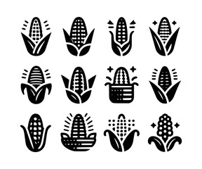 Simple Corn Icons Black and White Vector