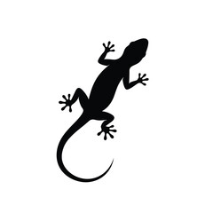 Black lizard silhouette isolated on white background. Lizard icon vector illustration design.