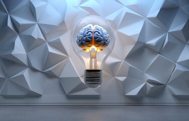 Light bulb with human brain symbolizing creativity and innovation