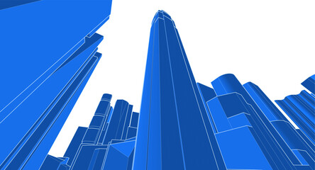 Naklejka premium modern city panorama 3d illustration