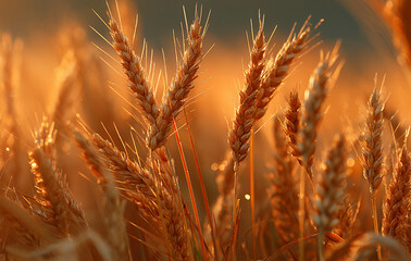Golden wheat gleams warmly under sunlight, evoking feelings of abundance and harvest, promising season of plenty and nourishment