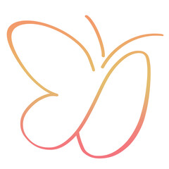 Gradient Butterfly in Warm Pastel Tone Butterfly Icons – Line & Fill Style (Transparent PNG) | Peach Pink Pastel Butterfly | Open Wing Outline Butterfly