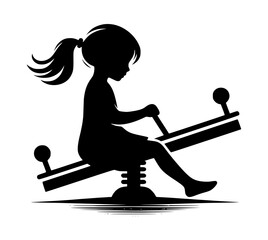 Silhouette of Child Playing on Seesaw Logo Design