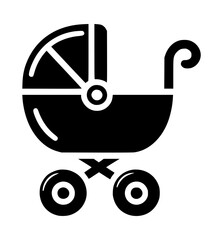 Minimal Baby Stroller Vector Icon Design