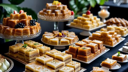 Fototapeta premium A colorful array of baklava desserts on display