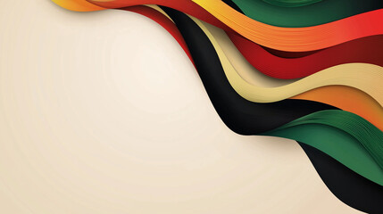 Modern vector style banner with layered ribbon graphics in Juneteenth colors, space for text. Symbolic For Black History Month, Kwanzaa.