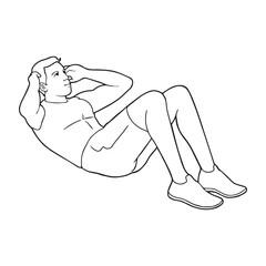 athlete doing sit ups sketch vector illustration