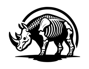rhinoceros skeleton icon logo black color white background vector