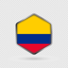 Colombia flag icon in hexagon shape.