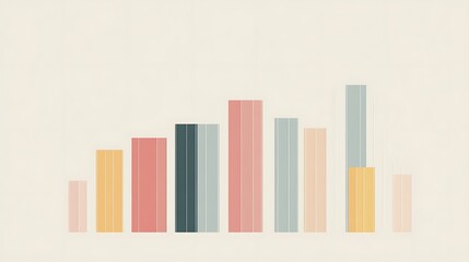 Minimalist bar chart design with bold, clean lines in soft colors