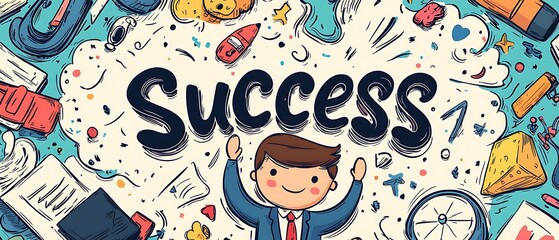 Cartoon illustration of success
