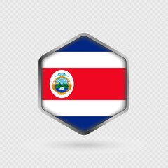 Fototapeta premium Costa Rica flag icon in hexagon shape.