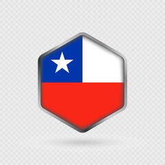 Obraz premium Chile flag icon in hexagon shape.