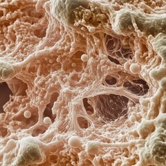 Microscopic marvel captivating cellular biology with porous texture vibrant brown hue and organic detail