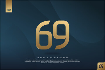 Modern Gold Number 69 on Dark Blue Background for Football Jersey Design