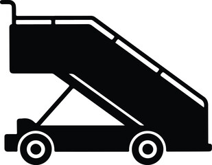 Stair Truck & Aircraft Silhouette Set – Airport Passenger Boarding Icons Airport Ground Support Icons – Stair Vehicle & Aircraft Silhouettes