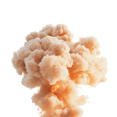 Orange explosion cloud with thick smoke and fiery sparks in dramatic motion