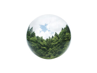 Forest trees sky clouds nature green reflection sphere environment landscape