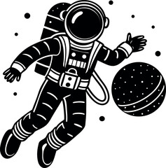 Flying Machine Engine Silhouette – Retro Futuristic Aircraft Vector