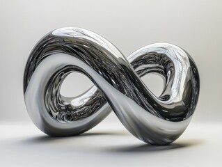 Infinity symbol sculpture on white background close up studio shot concept of endless possibilities and connection abstract art